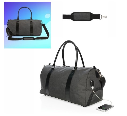 94058-Mala de Viagem em poliéster 600D e USB Externo