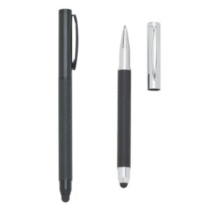 13026-Caneta de metal em couro sintético e borracha touch