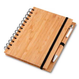 21106-Caderno de anotações capa de bambu 18x13,5cm