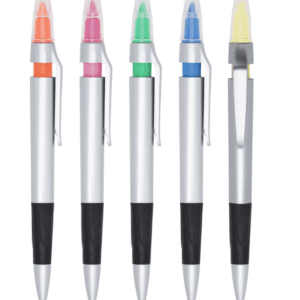 1202-Caneta plástica esferográfica e marca texto