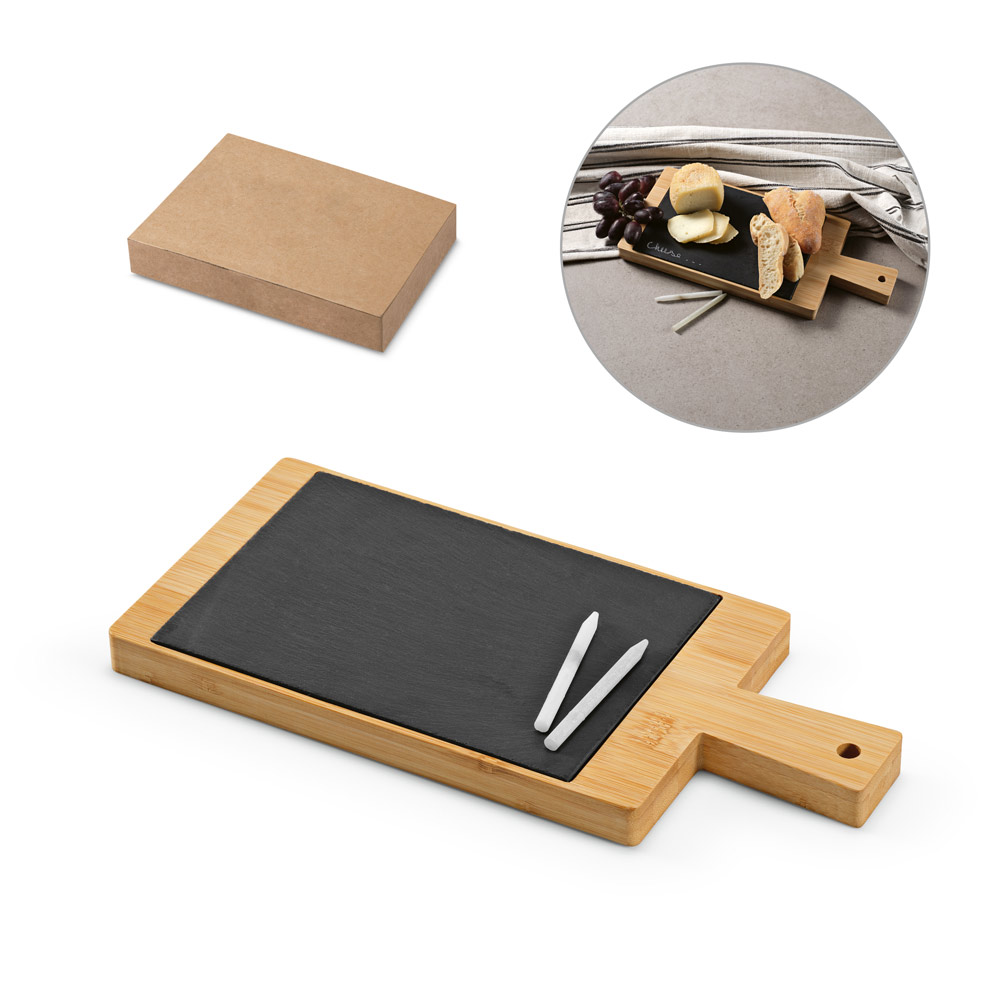 89432-Quadro com ardósia em bambu e 2 gizes inclusos